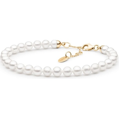 Gaura Pearls perlový náramek Catherine perla PYFORW555-B zlatá Bílá