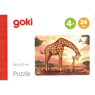 GOKI Dřevěné Africká zvířata Žirafy 24 dielov
