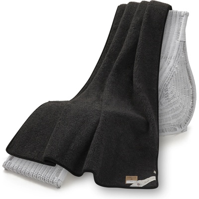 Wooline Vlnená Merino deka Thumbled čierna 140x200