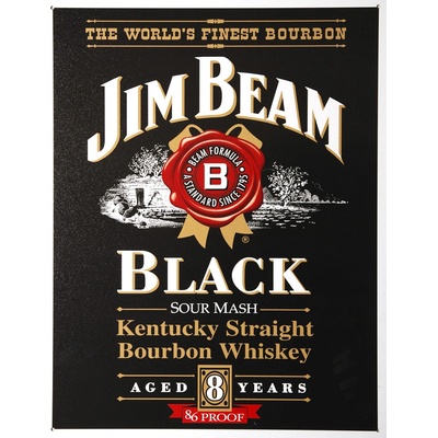 Ceduľa plechová Retro Jim Beam - čierna