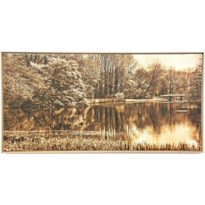 Bondecor Obraz na plátně v rámu "Scenérie u vody" 102x51cm Barva: Černý rám