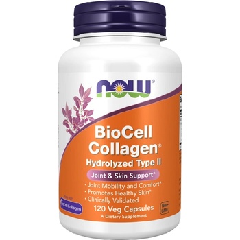 NOW NOW BioCell Collagen Hydrolyzed Type II, 120 Veg Capsules