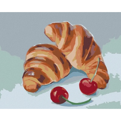 Zuty Malování Podle Čísel Croissant A Třešně Myroslava Voloschuk 80 x 100 cm Plátno Rám