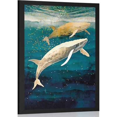 Plakát velryby v oceánu - 40x60 black