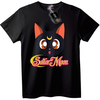 NOONEBRAND Тениска Sailor Moon Луна котка - M, White