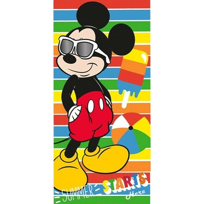 Euroswan dětská bavlněná osuška MICKEY ledňák a barevné pruhy 70 x 140 cm