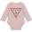 Guess Розово боди с дълъг ръкав за новородено момиче с червено лого Guess
