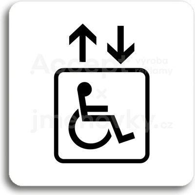 ACCEPT Piktogram výtah invalidé - bílá tabulka - černý tisk bez rámečku