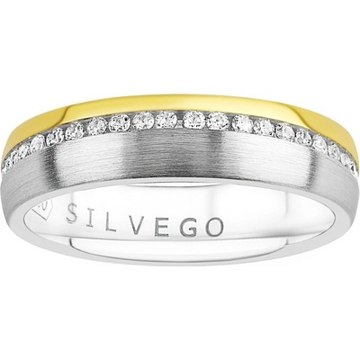 SILVEGO Snubní stříbrný prsten Glowie pozlacený žlutým zlatem s Brilliance Zirconia SHG1089RWGP