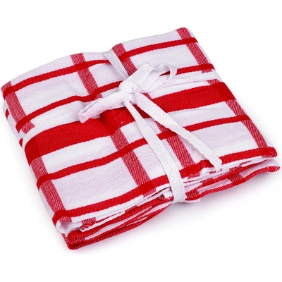 Prima obchod Bavlněná utěrka káro barva 1 červená 3 ks 50 x 70 cm