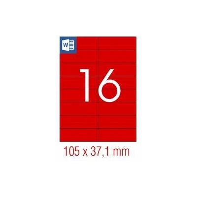 Tanex Самозалепващи етикети Tanex, A4, 105 x 37.125 mm, червени, 16 броя, 25 листа, office1_1540120173