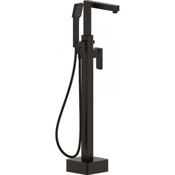 Inter Ceramic Стоящ смесител за вана ICL 8215B, месинг, черен мат, подово захранване, с шлаух и слушалка, 103.8x22.5см (8215B)