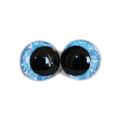 Oči bezpečnostní třpytivé šilhavé - 14mm, světle modrá