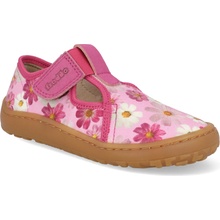 Froddo dievčenské plátené barefoot prezuvky Canvas T-Bar Flowers G1700439-4