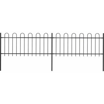 OMAXI Zahradní plot s obloukem nahoře ocelový 337 x 80 cm černý 710693