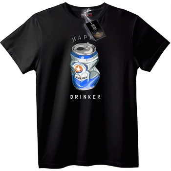 NOONEBRAND Тениска Щастлив пиещ - 2XL, Black