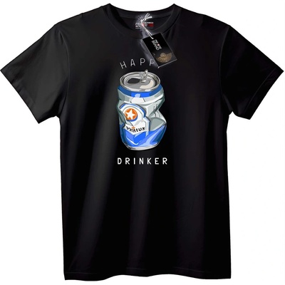 NOONEBRAND Тениска Щастлив пиещ - 2XL, Black