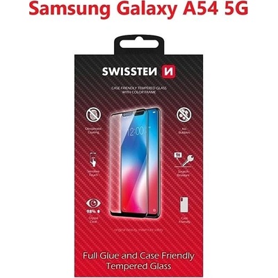Swissten Full Glue, Color frame, Case friendly, Ochranné tvrdené sklo, Samsung Galaxy A54 5G, čierne 8595217480995
