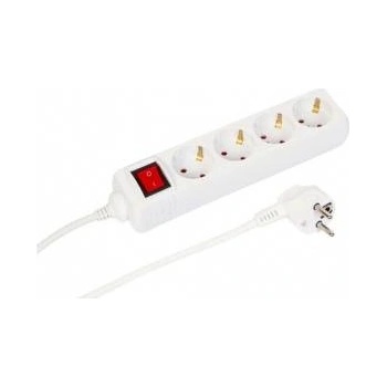 MicroConnect 4-way Schuko Power Strip on/off switch 5M, White