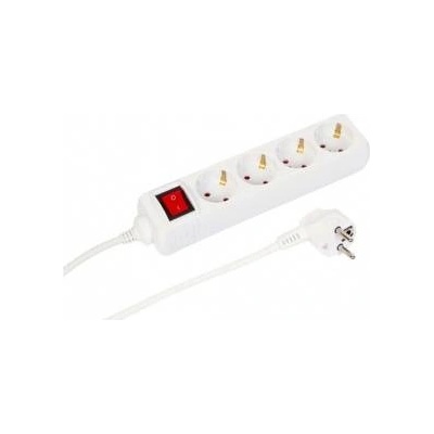 MicroConnect 4-way Schuko Power Strip on/off switch 5M, White