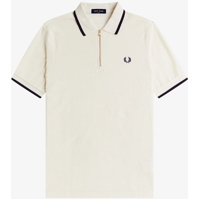 Fred Perry Блуза с яка Fred Perry Men's Crepe Zipped Short-Sleeve Polo Shirt - Ecru 560