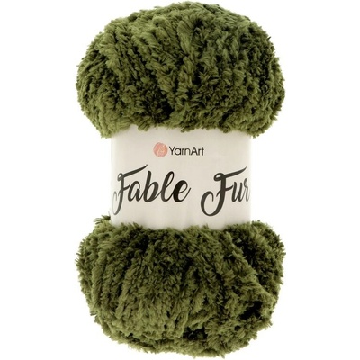 YarnArt Fable Fur 982 kaki zelená