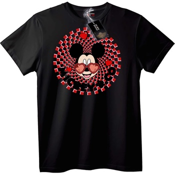 NOONEBRAND Тениска Mickey със сърце и квадратчета - S, White