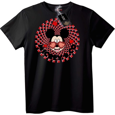 NOONEBRAND Тениска Mickey със сърце и квадратчета - S, White