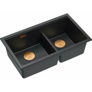 Quadron Вградена мивка Quadron Logan 120, черна, от меден композит, 76x45 см (HQL7645U7_PVDC1_I) Мивка за вграждане