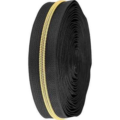 Stoklasa Zip spirálový No 5 s metalickými zoubky metráž Balení: 1 m, Varianta: 4 (322) černá zlatá 4 (322) černá zlatá