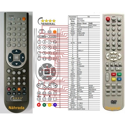 GENERAL SENCOR SLT1055DVDP - съвместимо дистанционно управление на марката General (SLT1055DVDP)