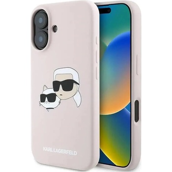KARL LAGERFELD силиконов кейс Heads Print MagSafe за iPhone 16 Plus - розов (3666339319571)