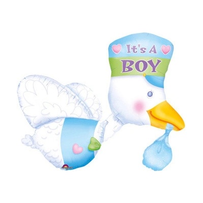 Amscan Foliový multi balonek čáp Its a boy 81 cm Jumbo