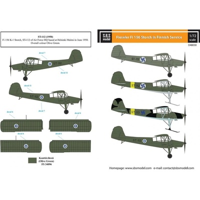 Tamiya S.B.S. Model Fieseler Fi-156 Storch Finnish Air Force Decals for 1:48