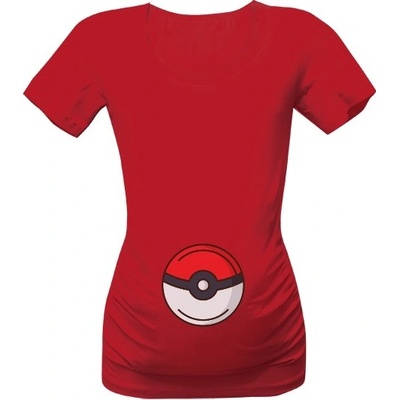 Tričko s potiskem Pokeball pokemon těhotenské tričko dámské Červená