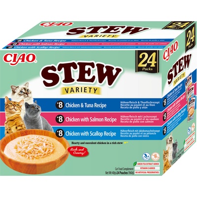 Ciao Stew s příchutí kuřete tuňáka lososa a hřebenatek 24 x 40 g