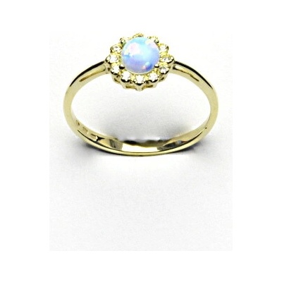 Čištín zlatý žluté zlato světle modrý syntetický opál čiré zirkony T 1495
