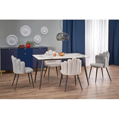 Halmar Правоъгълна маса emilio 140 бял мрамор/ черно