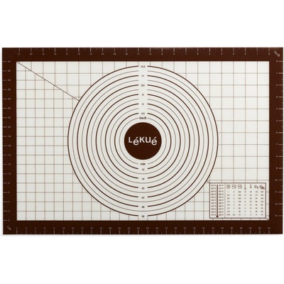 Lékué Non-stick pastry Silikónová podložka na vaľkanie cesta s ťahákom, 60 × 40 cm, hnedá