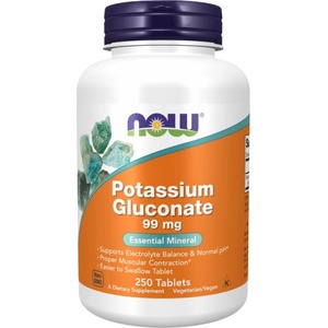 NOW Potassium Gluconate [250 Таблетки]