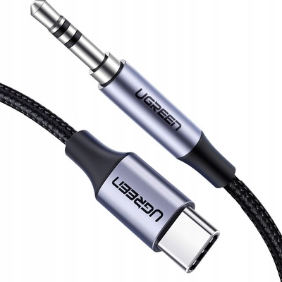 Ugreen AV143 mini jack 3,5 mm AUX na USB-C, 1m, šedý