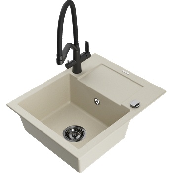 Mexen Enzo гранитна мивка с 1 отделение с оцедник и кухненски смесител Duo, бежов - 6506-69-671701-70-B (6506-69-671701-70-B)