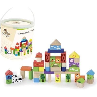 Kostky farma dřevěné 50 ks