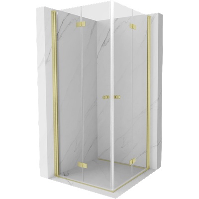Mexen Mist-F Duo сгъваема душ кабина 90 x 90 см, прозрачна, четкано злато - 8A6-090L-090P-55-00 (8A6-090L-090P-55-00)