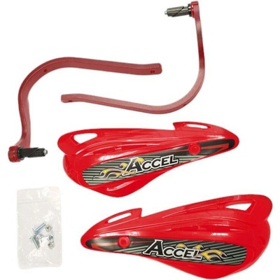 ACCEL chrániče páček s alu upevněním ATV (22+28mm) (ALU-červená, PLASTIK-červená)