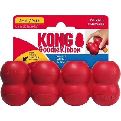 KONG Goodie Ribbon Small - Забавна гумена кучешка играчка за дъвчене с място са поставяне на лакомства