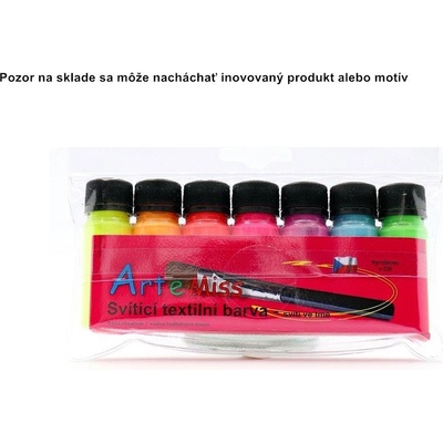 Kreativ Colour Farby na svetlý textil svietiace v tme sada 7 farieb 20 g 2 šablóny 6,5 x 2 cm