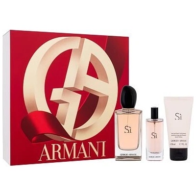 Giorgio Armani Si Dárková sada Pro ženy parfemovaná voda 100 ml + parfemovaná voda 15 ml + tělové mléko 50 ml