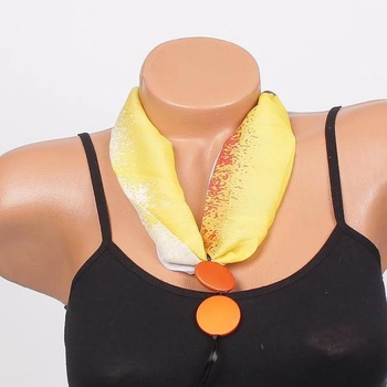 Image 1 of Фишу-колие в жълто и бяло с две кръгли висулки