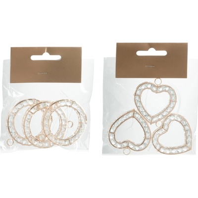 2 pytlíky malých závěsných ozdob kruh a srdce - 5*0,5*5 cm - J-Line by Jolipa